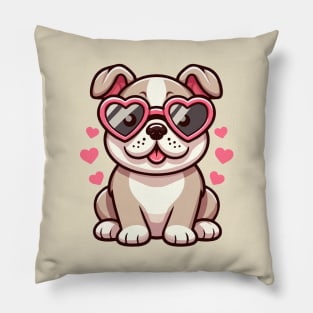 Cute bulldog with heart glasses Pillow