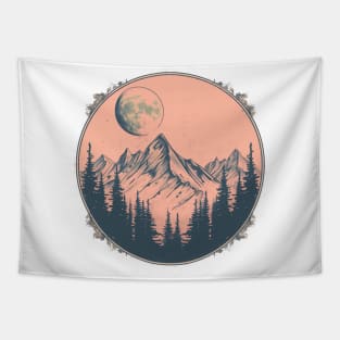 Vintage Mountain Scene Tapestry