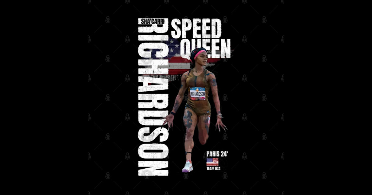 Paris 2024 Speed Quees Sha'Carri Richardson TF Team USA Cartoon ...