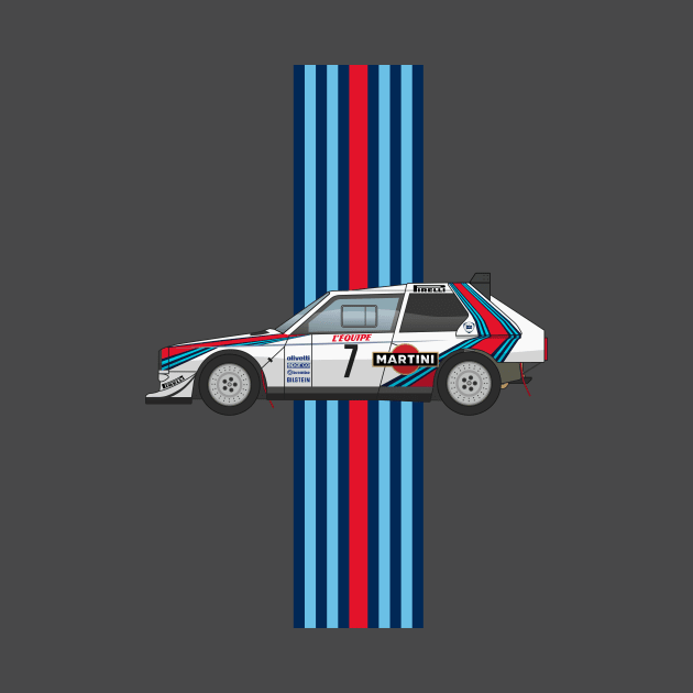 Lancia Delta S2 - Martini Racing Rally Car Illustration by Burro Wheel