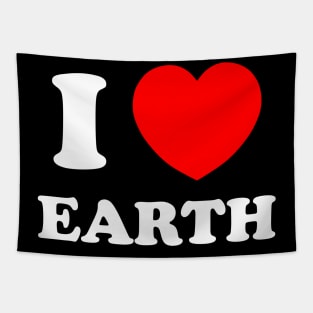 I Love Heart Earth Tapestry