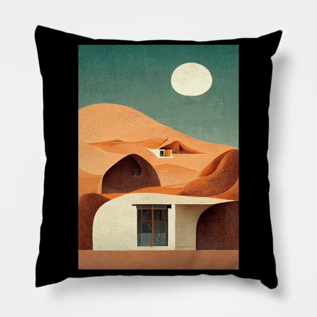 Desert House under Moonshine Pillow by deificusArt