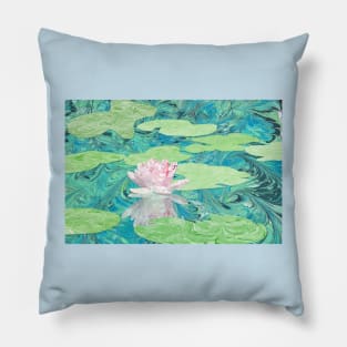 Water Lily Marbled Paper Collage Pillow