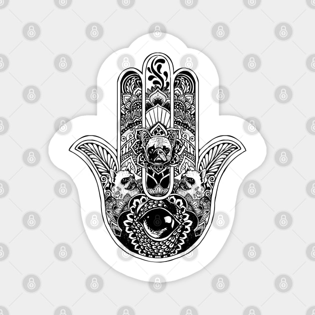 Hamsa Hand French Bulldog Magnet by huebucket