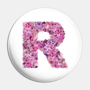 Pink Floral Letter R Pin