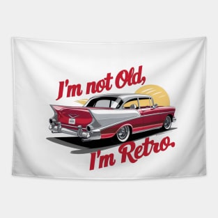 "Vintage Revival: Retro Classic Car Illustration" - I,m Not Old Tapestry