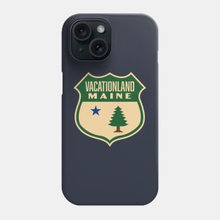 Vacationland Maine Retro Pine Tree Shield (Green) Phone Case