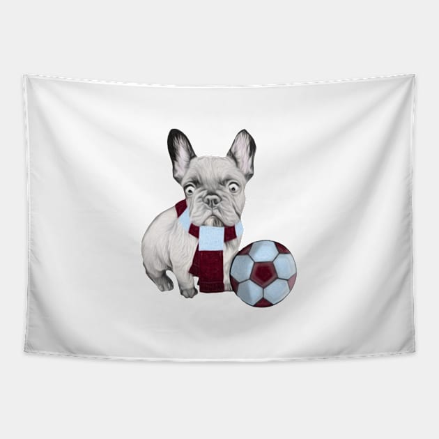 Football Supporting French Bulldog Tapestry by NikkiBear67