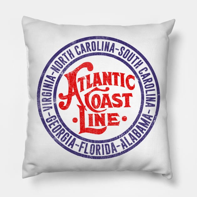 Atlantic Coastline Railroad --- Vintage Style Faded Design Pillow by DrumRollDesigns