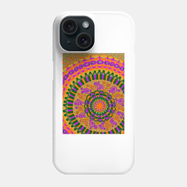 Neon Orange, Yellow, and Green Mandala Phone Case by CTWuellner