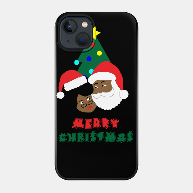Black Santa and Mrs. Claus Merry Christmas - Black Santa Claus - Phone Case