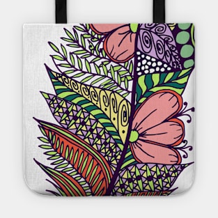 Zentangle Art Hand drawn Feather Tote