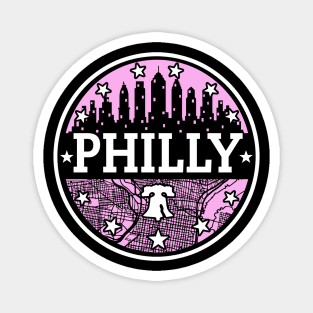 Pink White Philly Fan Philadelphia Skyline Liberty Bell Magnet