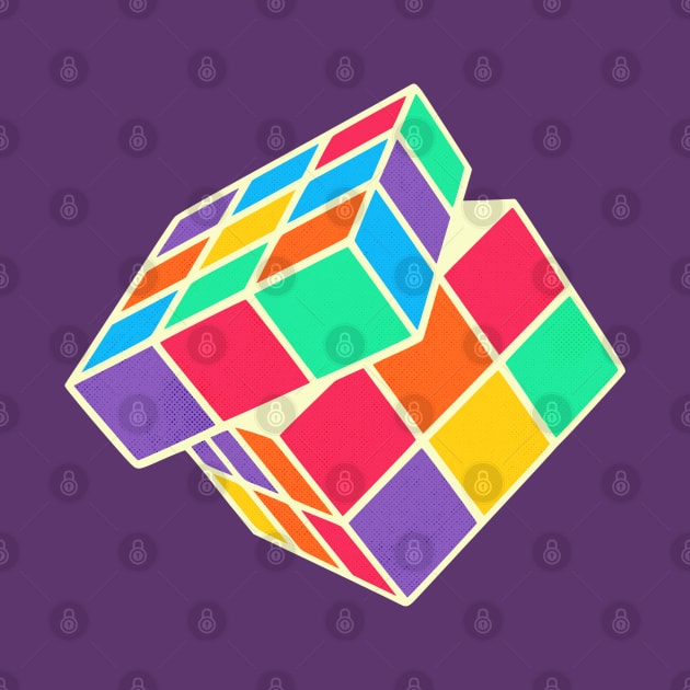 Rubiks Cube 90s Cute Colors by Ahlam Artist