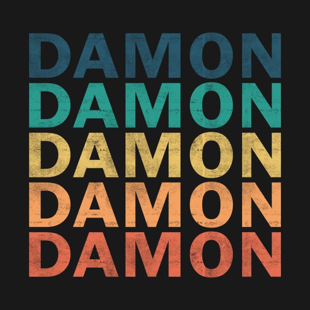 Damon Name T Shirt - Damon Vintage Retro Name Gift Item Tee by henrietacharthadfield