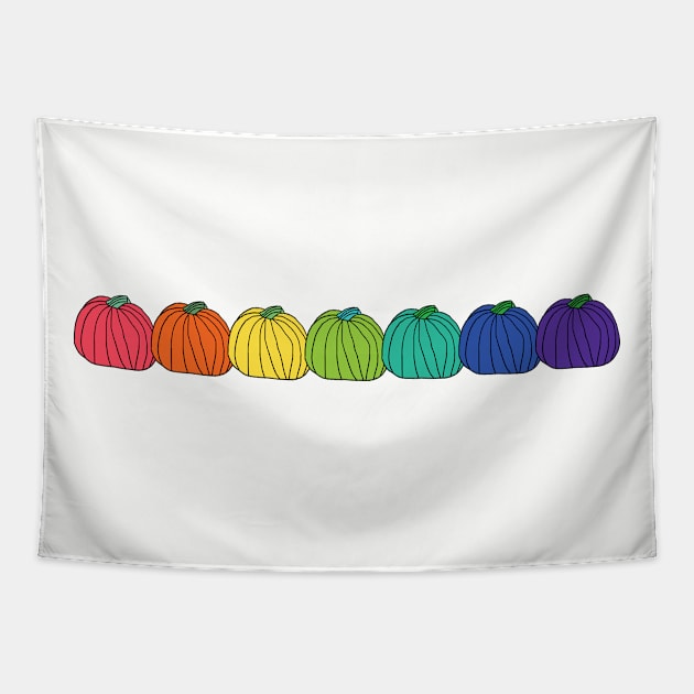 Rainbow Colored Pumpkin Row Tapestry by ellenhenryart