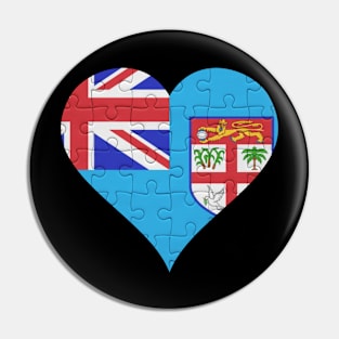 Fijian Jigsaw Puzzle Heart Design - Gift for Fijian With Fiji Roots Pin