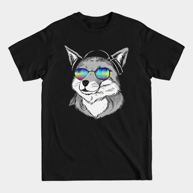 Disover Fox with headphones and cool equalizer glasses - Fox With Headphones And Cool Glasses - T-Shirt