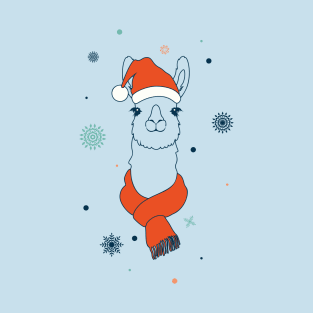 Llama in red hat and scarf T-Shirt