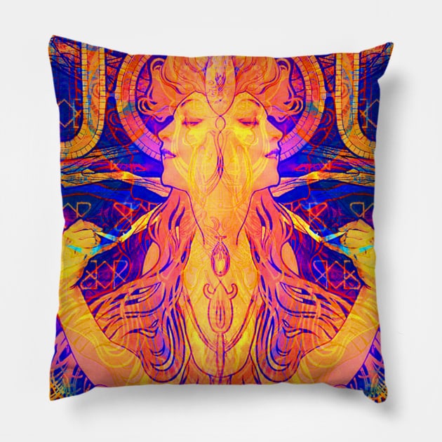 Alphonse Mucha Remixed 01 Pillow by chilangopride