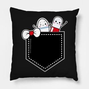 cute pills in pocket cartoon Pillow