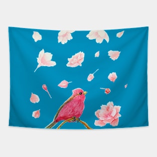 Cherry Blossom and Rose Finch Tapestry