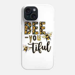 Bee-You-Tiful Sunflower and Bee Motif Inspirational Quote Phone Case