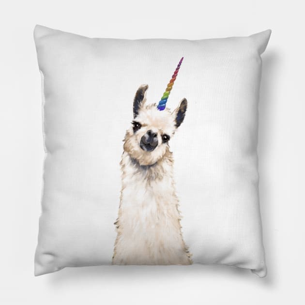 Rainbow Unicorn Llama Pillow by bignosework