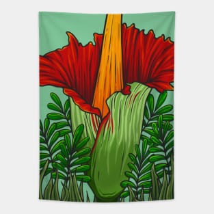 Vintage doodle illustration of Red Corpse Flower Tapestry