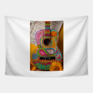 Poetry Gutiar And And Sheet Music Tapestry