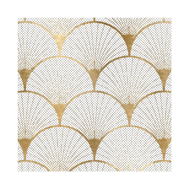 Art Deco pattern - golden polkadot fans by RoseAesthetic