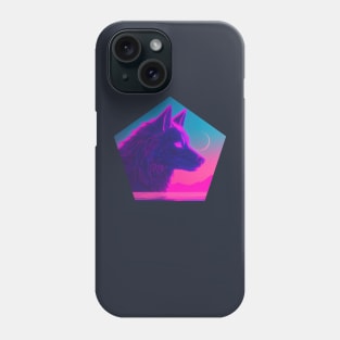 Retro Low Poly Vaporwave Wolf's Head Phone Case