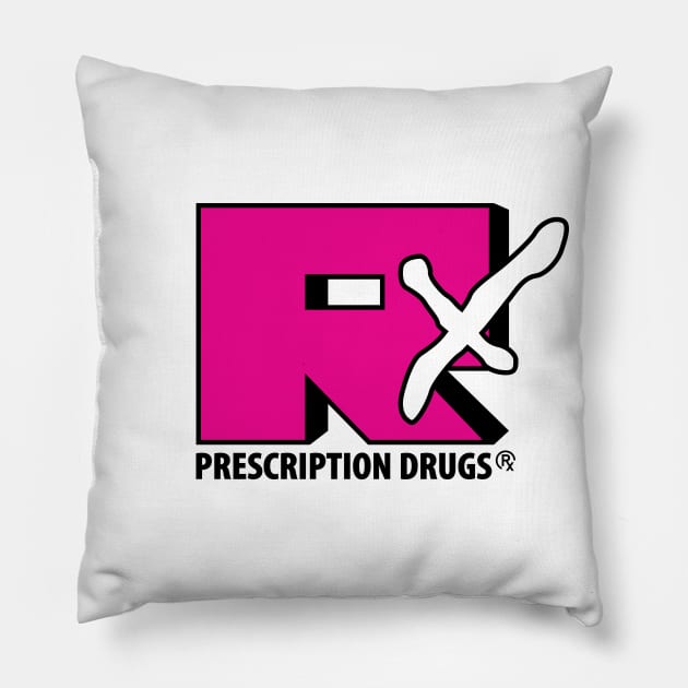 Rx Prescription Drugs Purple Retro Graphic Pillow by RxBlockhead