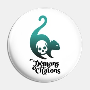 Démons&Chatons logo / turquoise and black Pin