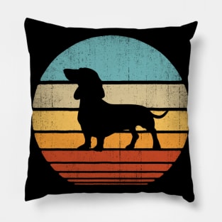 Dachshund Silhouette Retro Vintage Pillow