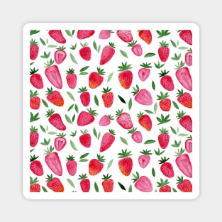 Watercolor strawberries pattern Magnet