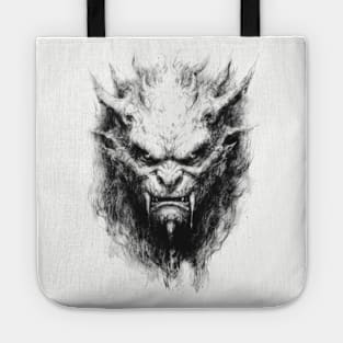 Sketch Monster Fantasy Art Character Black and White Tote