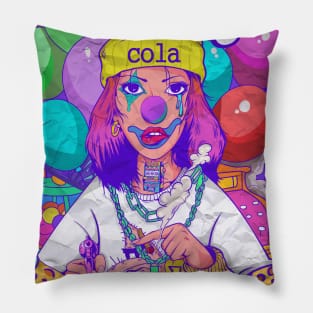 Colorful blind folded joker with many ballons illustration Pillow