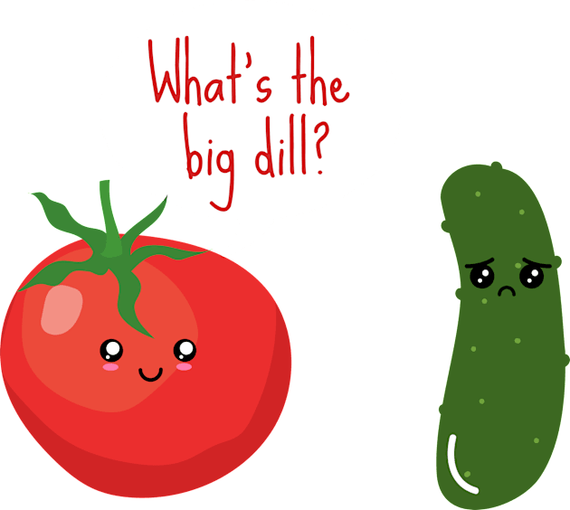 What's The Big Dill Funny Tomato And Pickle Kids T-Shirt by DesignArchitect