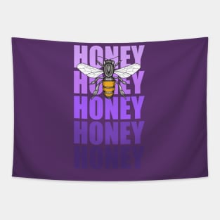 honey bee with purple lettering Tapestry