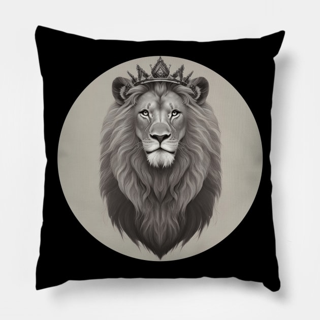 Regal Lion with Crown no.1 Pillow by Donperion