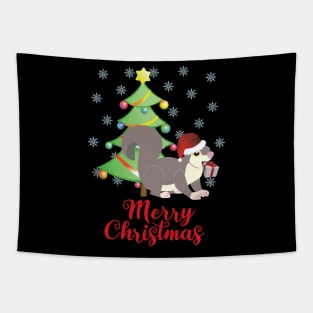 Merry Christmas Squirrel with Tree and Gift Design Tapestry