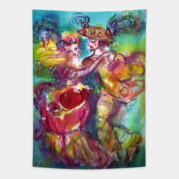 CARNIVAL DANCE Venetian Masquerade Ball Tapestry by BulganLumini
