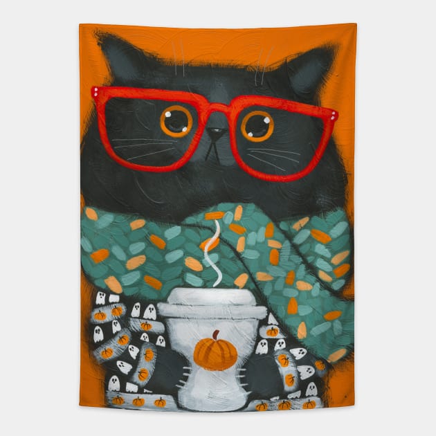 Good Morning Pumpkin Spice Tapestry by KilkennyCat Art