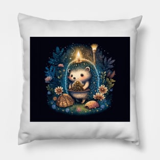 Hedgehog Fairy Tale Scene Pillow