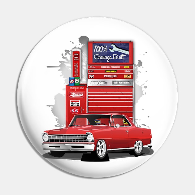 1967 Bolero Red Chevrolet Nova Garage Built Print Pin by RPM-ART