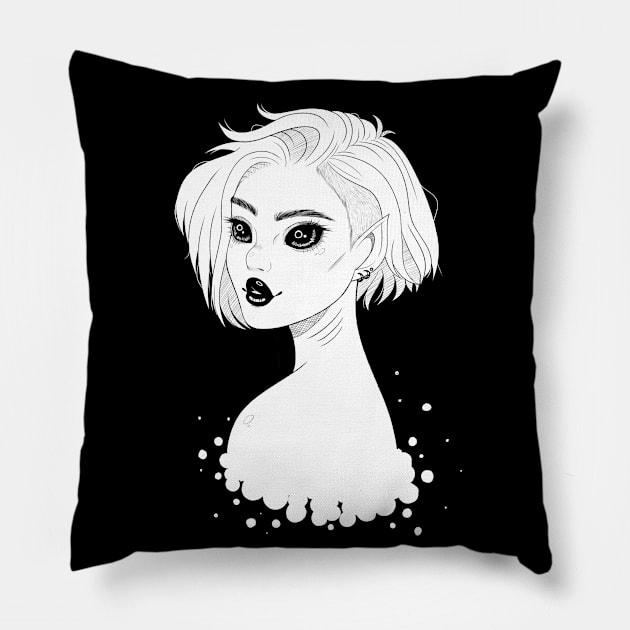 Dark Eyed Demon Girl Pillow by PeppermintKamz