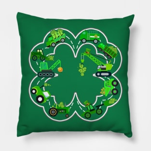 St Patricks Day Shamrock Truck Construction Boy Kids Toddler Pillow