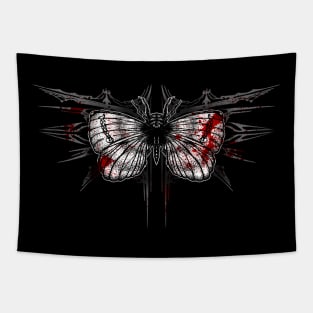 Bloody Moth, surreal, abstract art, trash polka style Tapestry