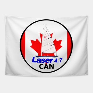 laser class sailboat on flag Canada Tapestry